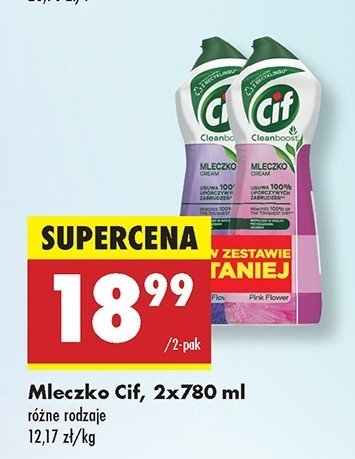 Mleczko do czyszczenia z mikrokryształkami pink flowers + lilia flowers Cif cream promocja