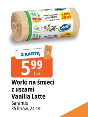 Worki na śmieci z uszami Vanilia Latte Sarantis 35 litrów promocja w Leclerc