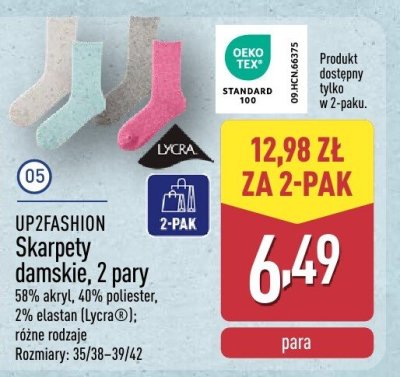 Skarpety damskie UP2FASHION, 2 pary promocja w Aldi