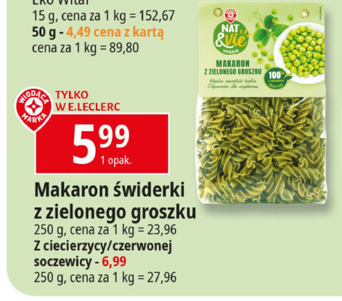 Makaron z ciecierzycy Wiodąca marka nat & vie promocja