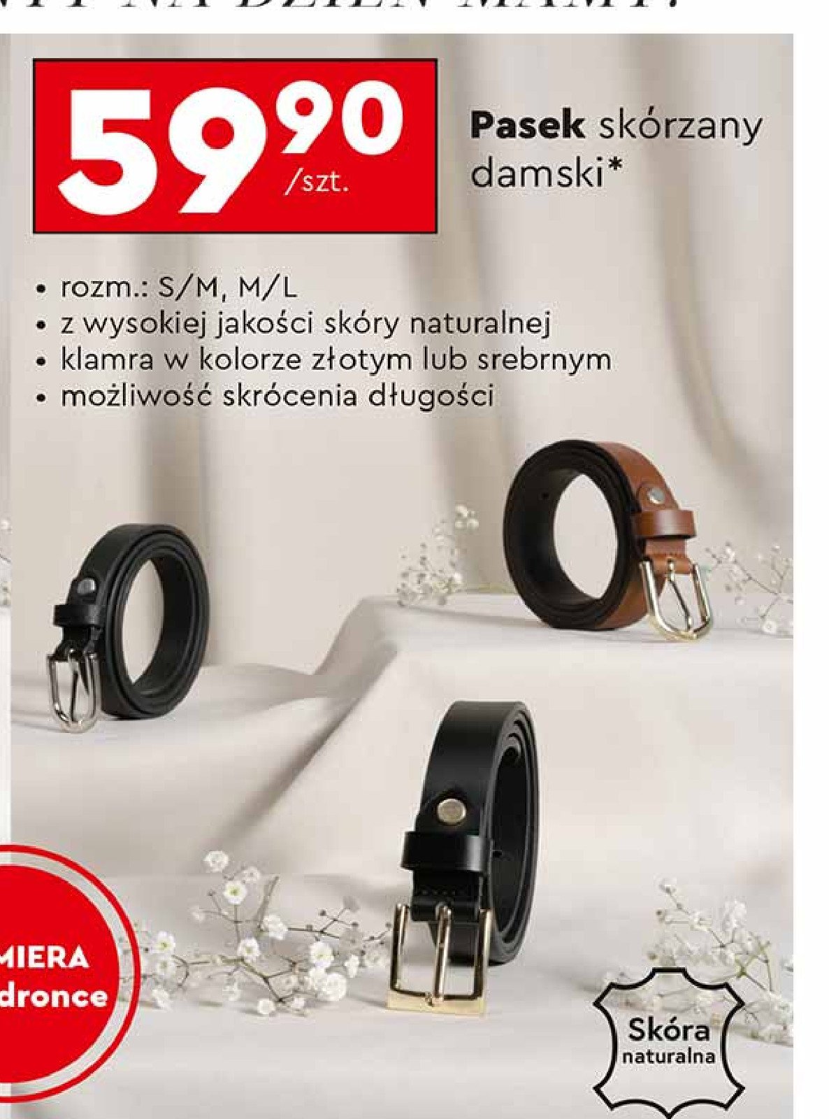 Pasek skórzany promocja w Biedronka