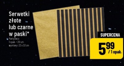 Serwetki złote lub czarne w paski promocja w POLOmarket