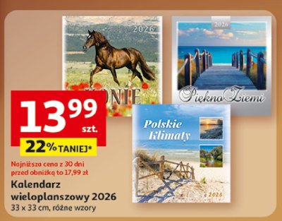 Kalendarz wieloplanszowy 2026 różne wzory promocja w Auchan