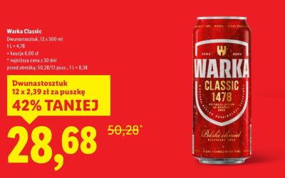 Piwo Warka Classic promocja w Lidl