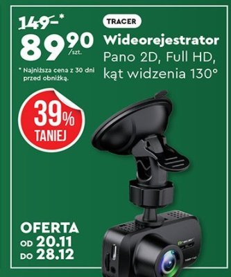 Wideorejestrator Pano 2D, Full HD, kąt widzenia 130° promocja w Biedronka