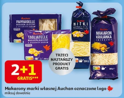 Makarony marki własnej Auchan oznaczone logo promocja w Auchan
