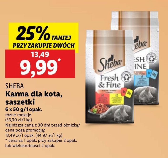 Karma dla kota z kurczakiem wołowiną kaczką Sheba fresh & fine promocja