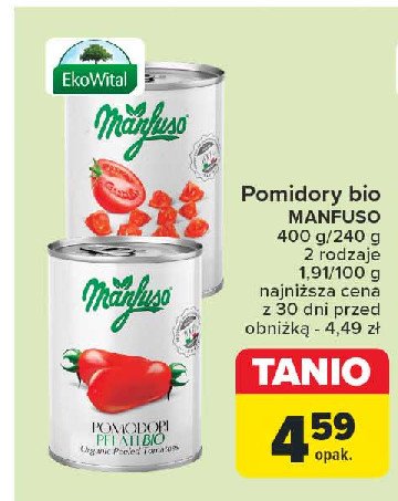 Pomidory bez skóry w puszce Manfuso promocja