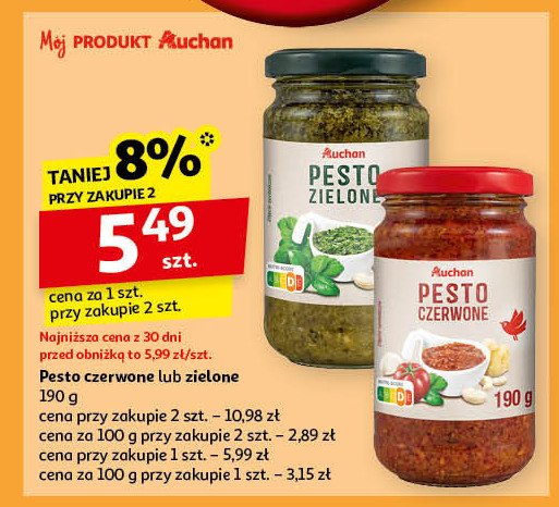 Pesto czerwone Auchan różnorodne (logo czerwone) promocja