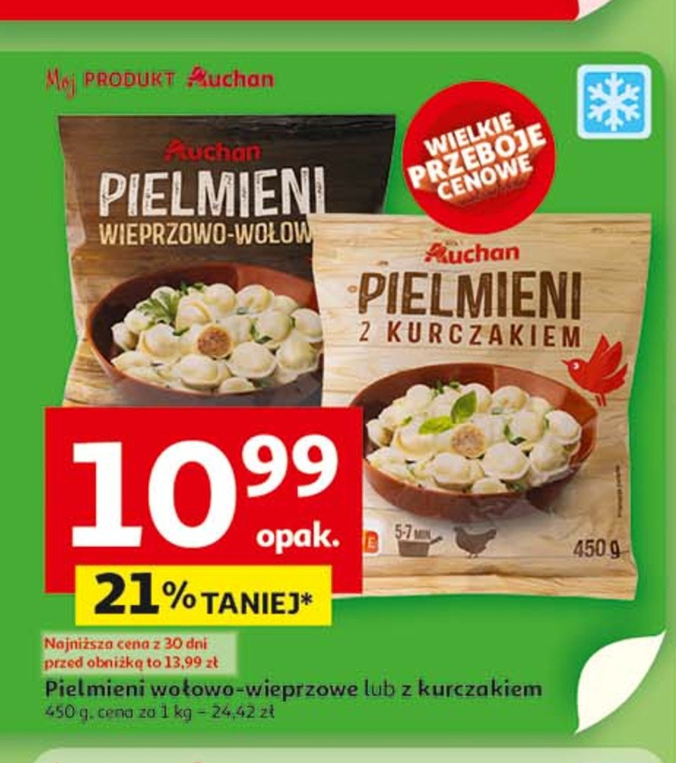 Piemieni z kurczakiem Auchan różnorodne (logo czerwone) promocja w Auchan