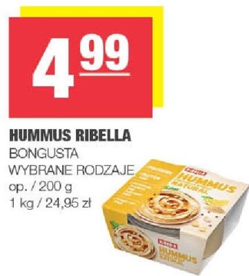 Hummus Ribella BONGUSTA, wybrane rodzaje promocja w SPAR