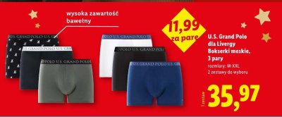 Bokserki męskie U.S. Grand Polo dla Livergy, 3 pary promocja w Lidl