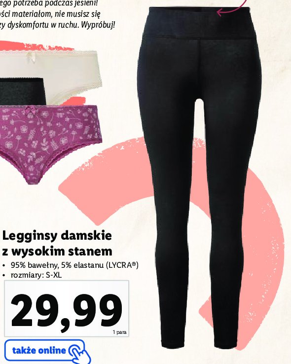 Leginsy z wysokim stanem rozm. s-xl promocja