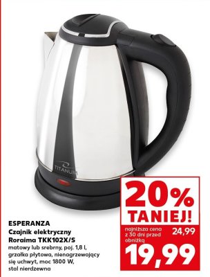 Czajnik elektryczny ESPERANZA Roraima TKK102X/S promocja w Kaufland