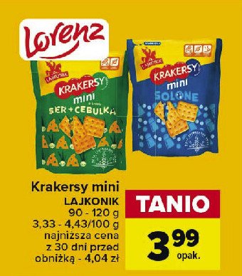 Krakersy ser i cebula Lajkonik mini krakersy promocja w Carrefour Market