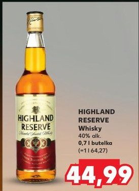 Whisky HIGHLAND RESERVE promocja