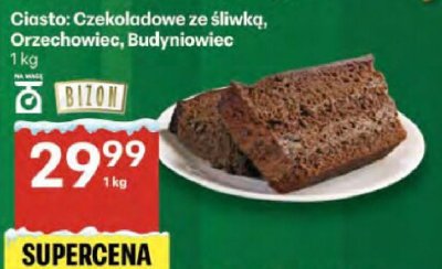 Ciasto czekoladowe ze śliwką, Orzechowiec, Budyniowiec promocja w Delikatesy Centrum