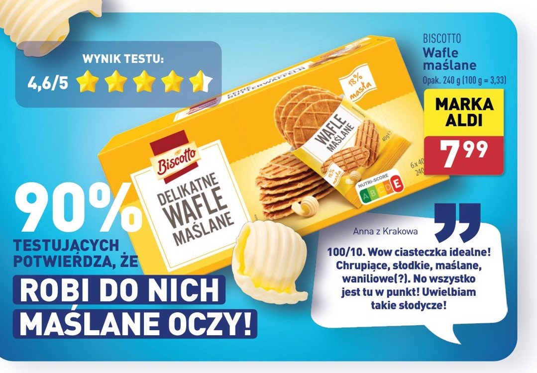 Wafle maślane Biscotto promocja w Aldi