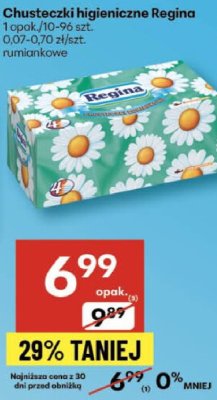 Chusteczki higieniczne Regina 1 opak./10-96 szt. rumiankowe promocja w Delikatesy Centrum