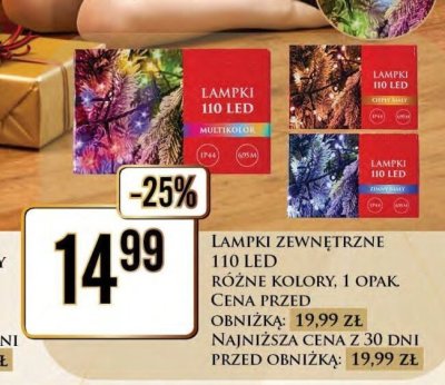 Lampki zewnętrzne 110 LED różne kolory promocja w Dino
