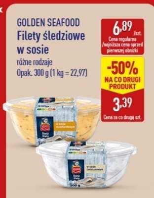 Filety śledziowe GOLDEN SEAFOOD w sosie różne rodzaje promocja w Aldi