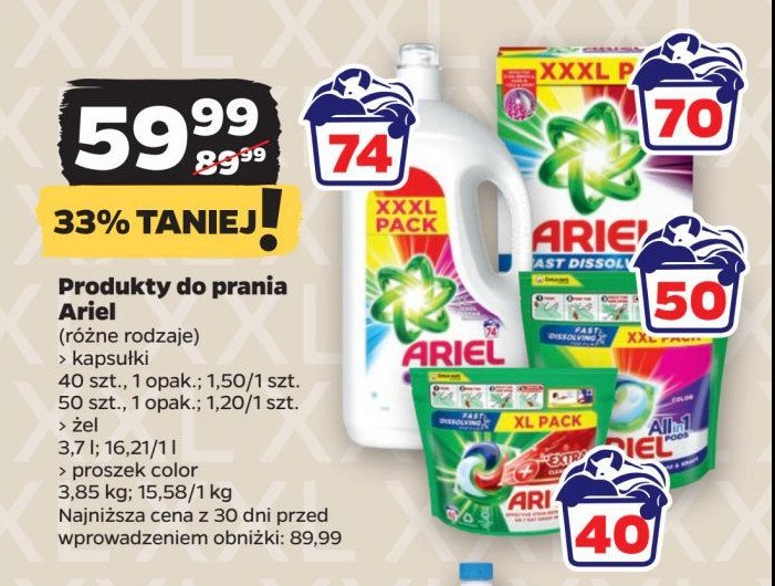 Kapsułki do prania color Ariel 3 in 1 promocja