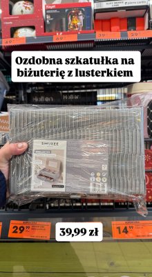 Ozdobna szkatułka na biżuterię z lusterkiem  promocja w Biedronka