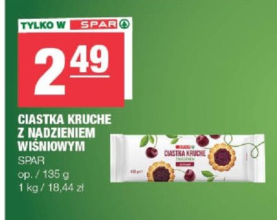 Ciastka kruche z nadzieniem wiśniowym Spar promocja w SPAR