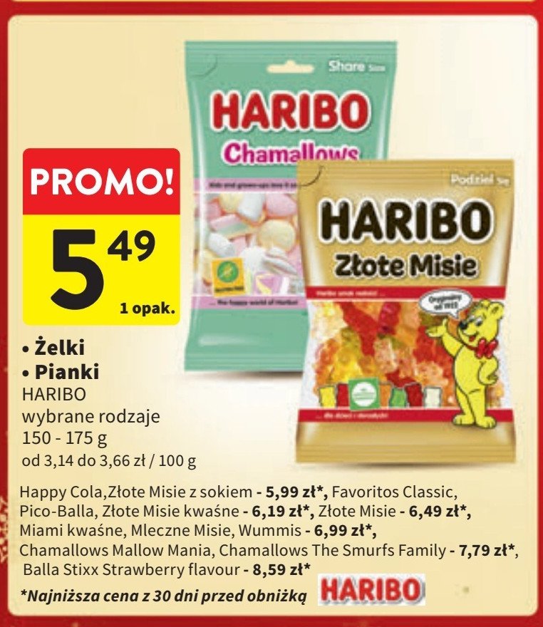 Żelki kwaśne Haribo złote misie promocja w Intermarche