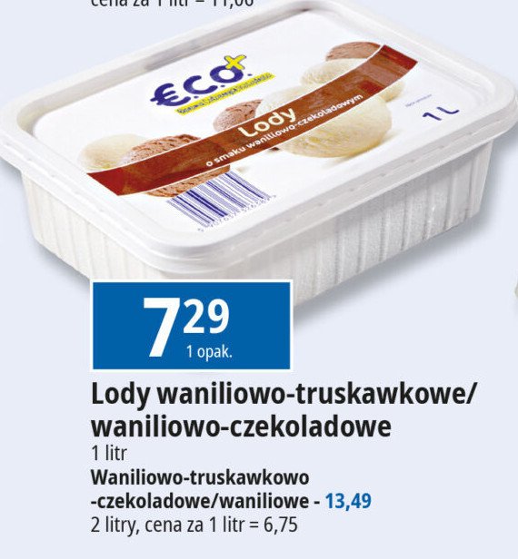 Lody waniliowo-truskawkowo-czekoladowe Eco+ promocja