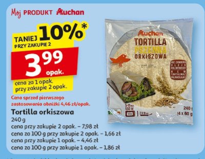 Tortilla orkiszowa Auchan promocja w Auchan