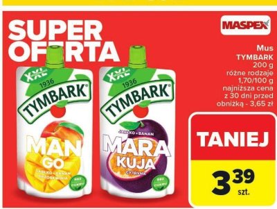 Mus TYMBARK 200 g różne rodzaje promocja w Carrefour