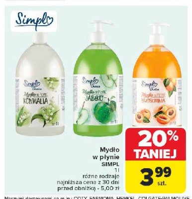 Mydło w płynie jabłko Simpl promocja