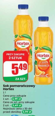 Sok pomarańczowy Hortex promocja w Dino