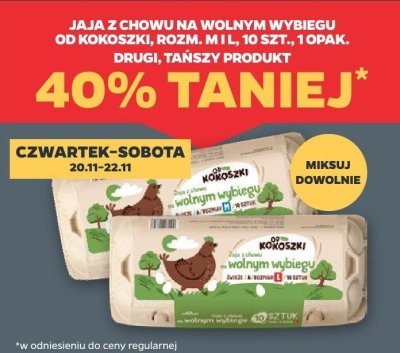 Jaja z chowu na wolnym wybiegu od kokoszki 10 szt. M i L -40% promocja w Netto