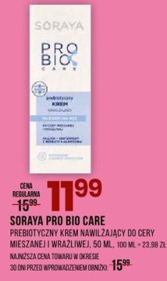 PREBIOTYCZNY KREM NAWILŻAJĄCY SORAYA PRO BIO CARE 50 ML promocja w Drogerie Natura
