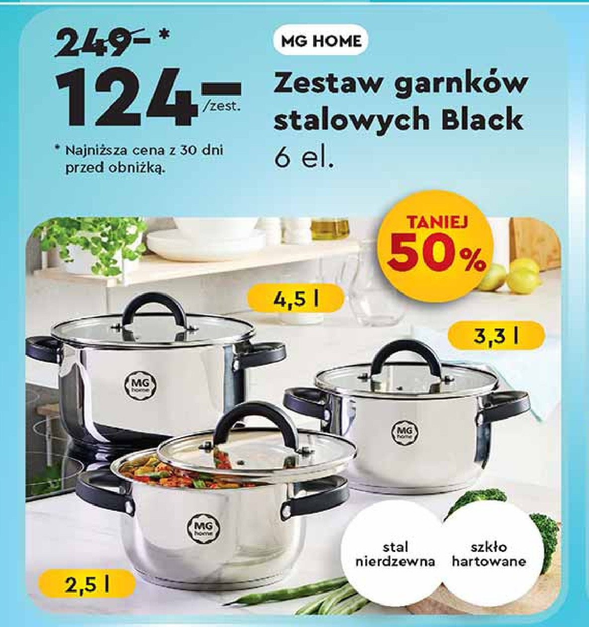 Zestaw garnków stalowych black Mg home promocja