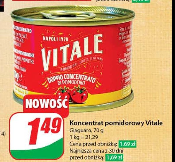Koncentrat pomidorowy Vitale promocja w Dino