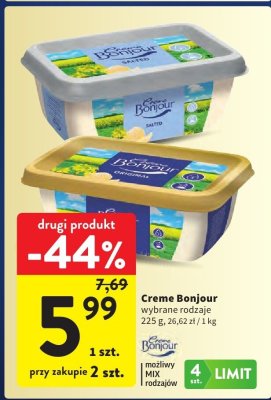 Margaryna wybrane rodzaje Creme Bonjour promocja w Intermarche