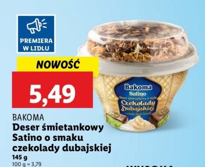 Deser 艣mietankowy dubajska czekolada Bakoma satino promocja