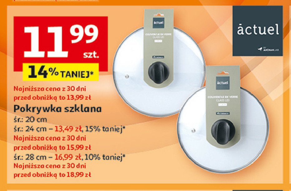 Pokrywka szklana 28 cm Actuel promocja w Auchan