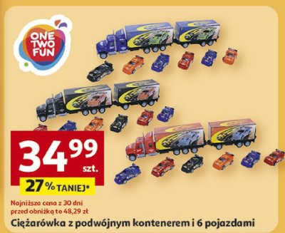 Ciężarówka z podwójnym kontenerem i 6 pojazdami promocja w Auchan