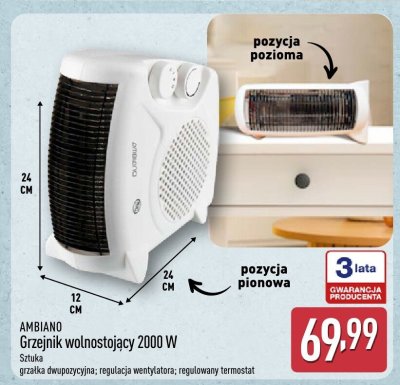 Grzejnik wolnostojący 2000 W promocja w Aldi