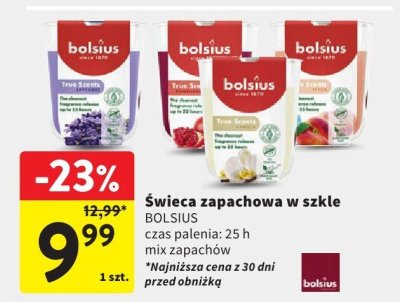 Świeca zapachowa w szkle BOLSIUS, czas palenia: 25 h, mix zapachów promocja w Intermarche