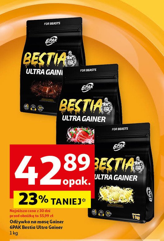 Odżywka na masę truskawka 6pak bestia promocja w Auchan