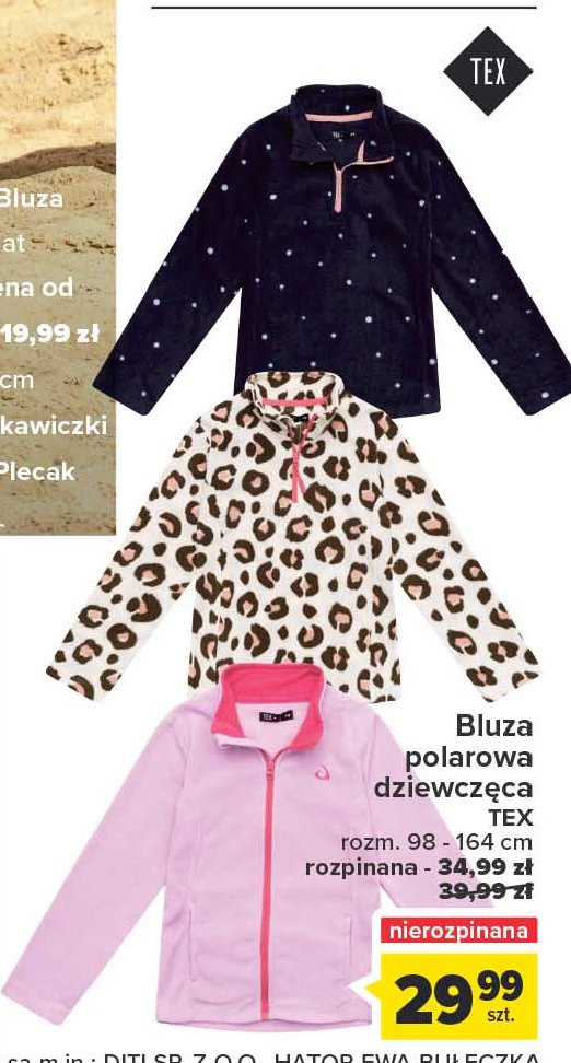 Bluza polarowa dziewczęca 98-164 cm Tex promocja