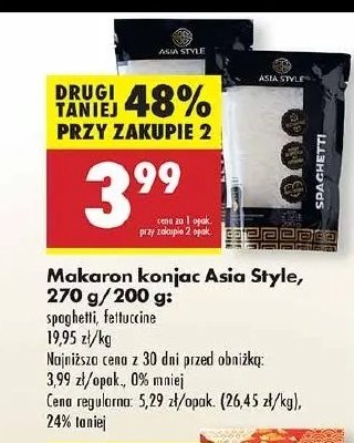 Makaron konjac fettucine Asia style promocja