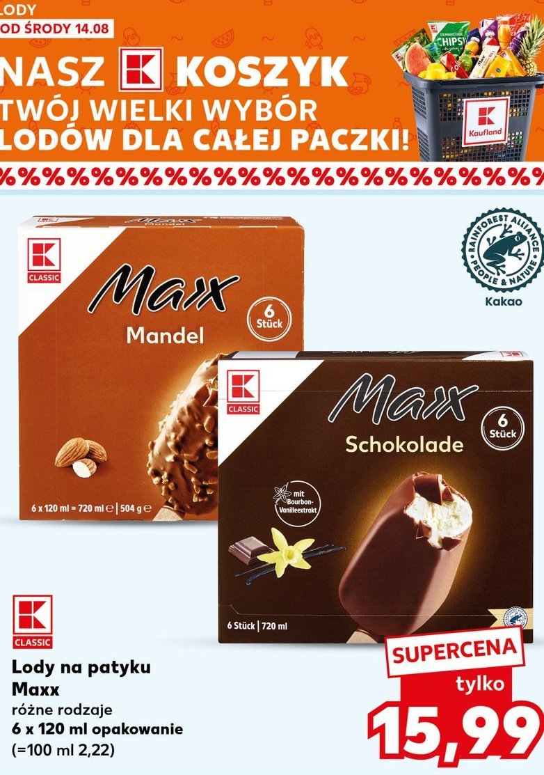 Lody max czekoladowe K-classic promocja