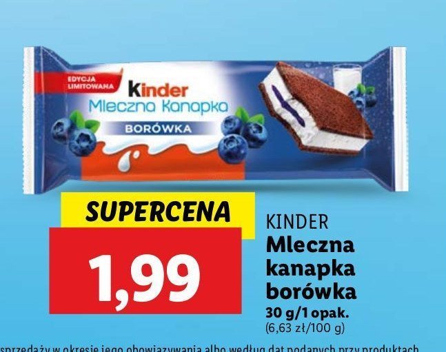 Baton borówkowy Kinder mleczna kanapka promocja