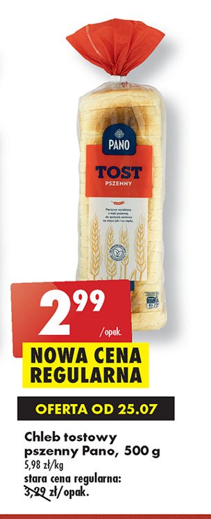 Chleb tostowy pszenny Pano promocja